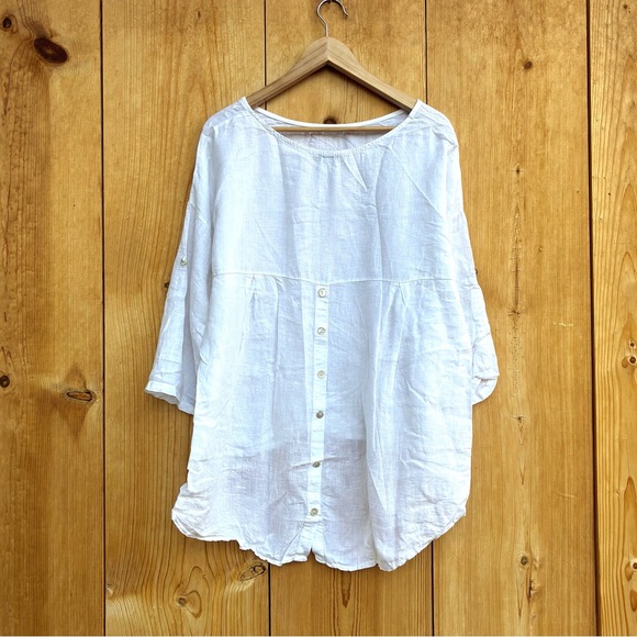 Terzo Millennio EUC White Linen Top Sz Large - Picture 4 of 4